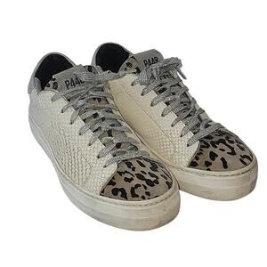 P448 Thea Python Roccia White Leather Platform Sneakers, size 40